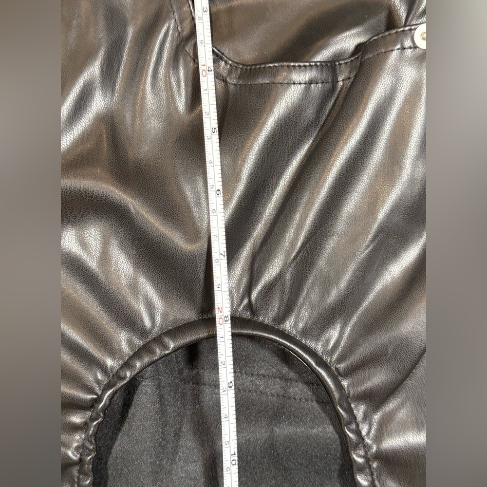 SALTY Black Faux Leather SKIRT with leg cut out women size small stretchy trendy - Picture 5 of 6